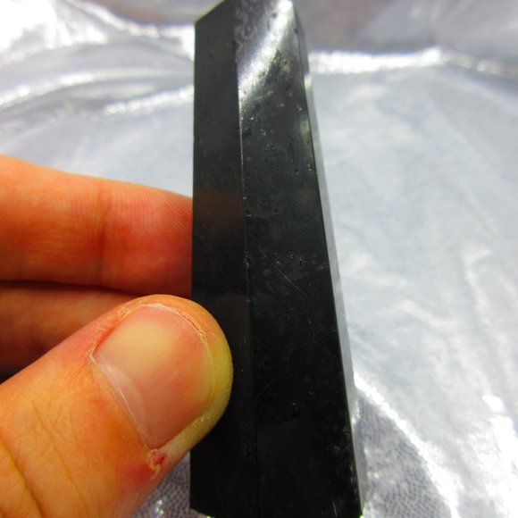 Black Tourmaline Polished Tower Generator Crystal Meditation Tool - Picture 2 of 6